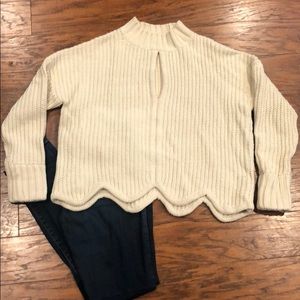 Chunky Ivory sweater with with keyhole middle